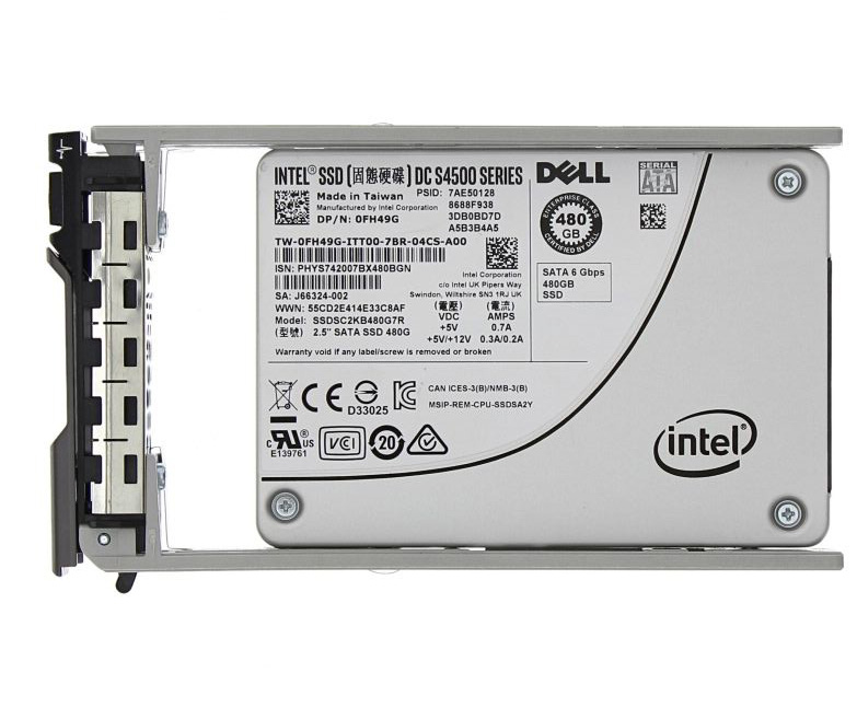 FH49G | Dell 480GB Read-intensive Triple Level-Cell (TLC) SATA 6Gb/s 2.5-inch Hot-pluggable DC S4500 Series Solid State Drive