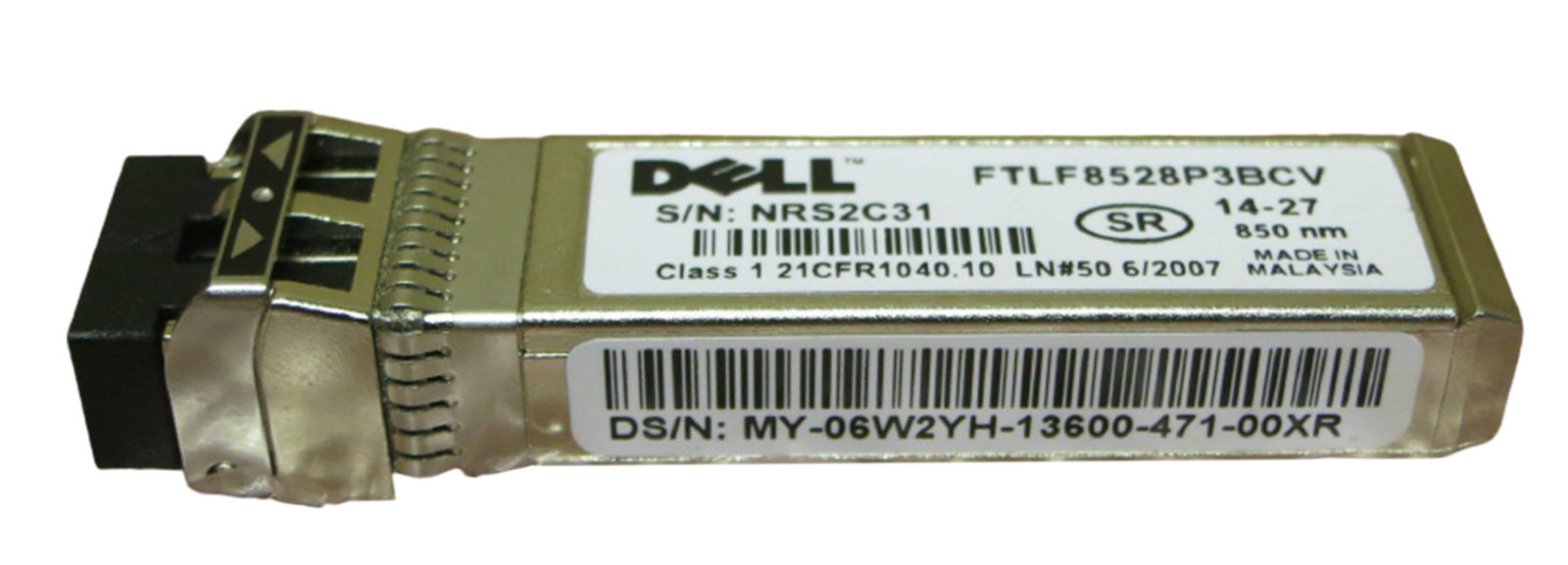 FTLF8528P2BCV-DELL | Dell 8GB 850NM Shortwave SW Fibre Channel FC SFP Optical Transceiver Module for PowerVault MD3600F/MD3620F