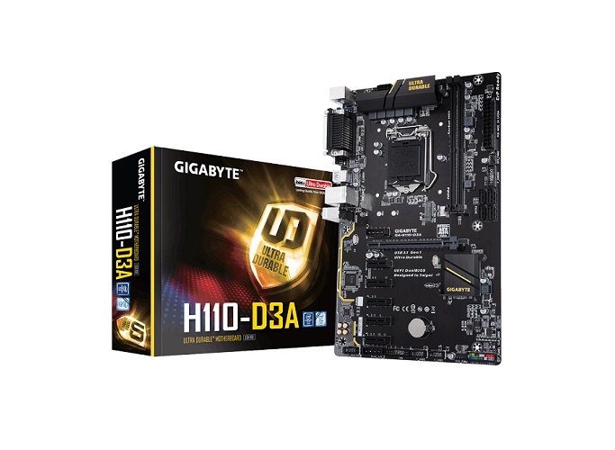 GA-H110-D3A | Gigabyte LGA1151/Intel H110/Cryptocurrency Mining 2xDDR4 Motherboard