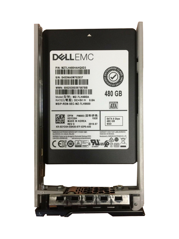 GYD5H | Dell 480GB Read Intensive TLC SATA 6Gb/s 2.5-inch Hot-pluggable Solid State Drive PM883 for PowerEdge Server