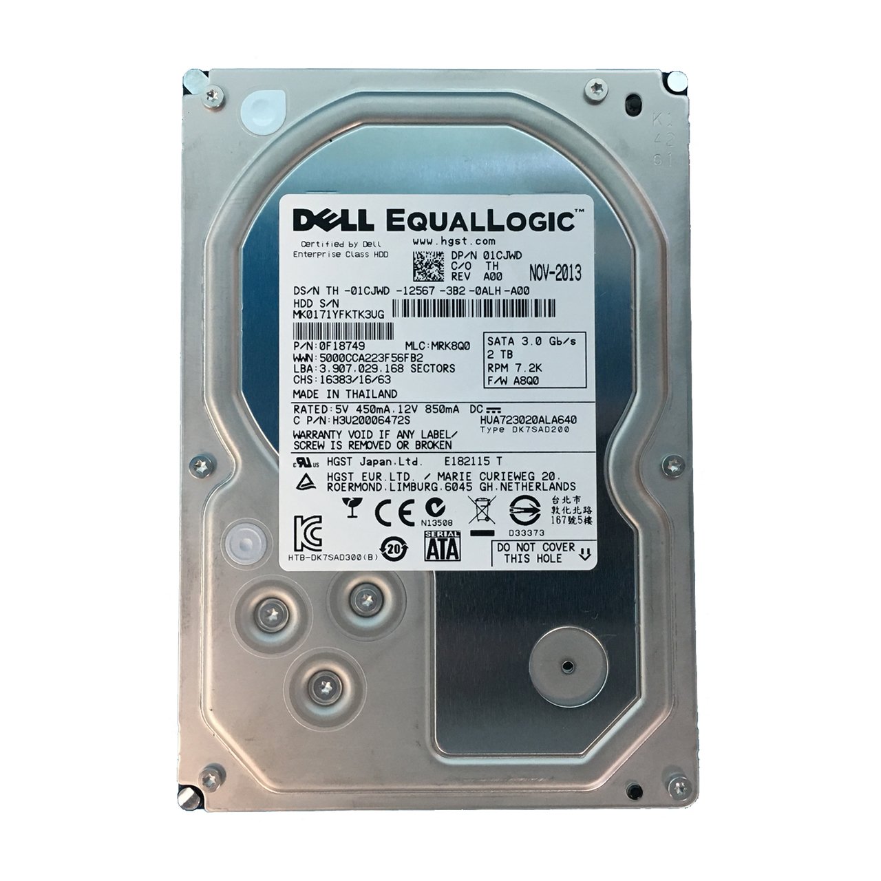 H3V20006472S | Dell Equallogic 2TB 7200RPM SATA 3Gb/s 3.5-inch Hard Drive
