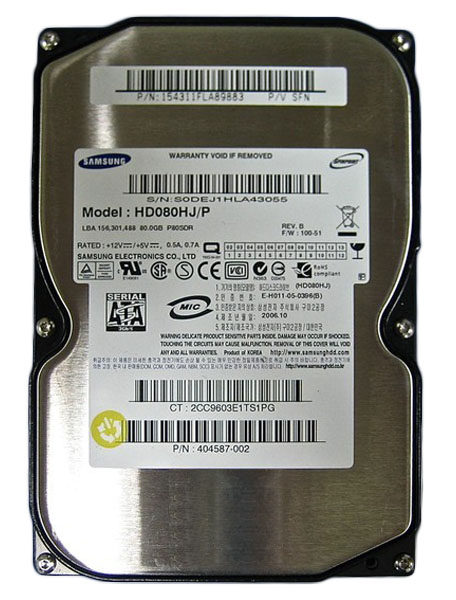 HD080HJ/P | Samsung 80GB 7200RPM SATA Gbps 3.5 8MB Cache Spinpoint Hard Drive