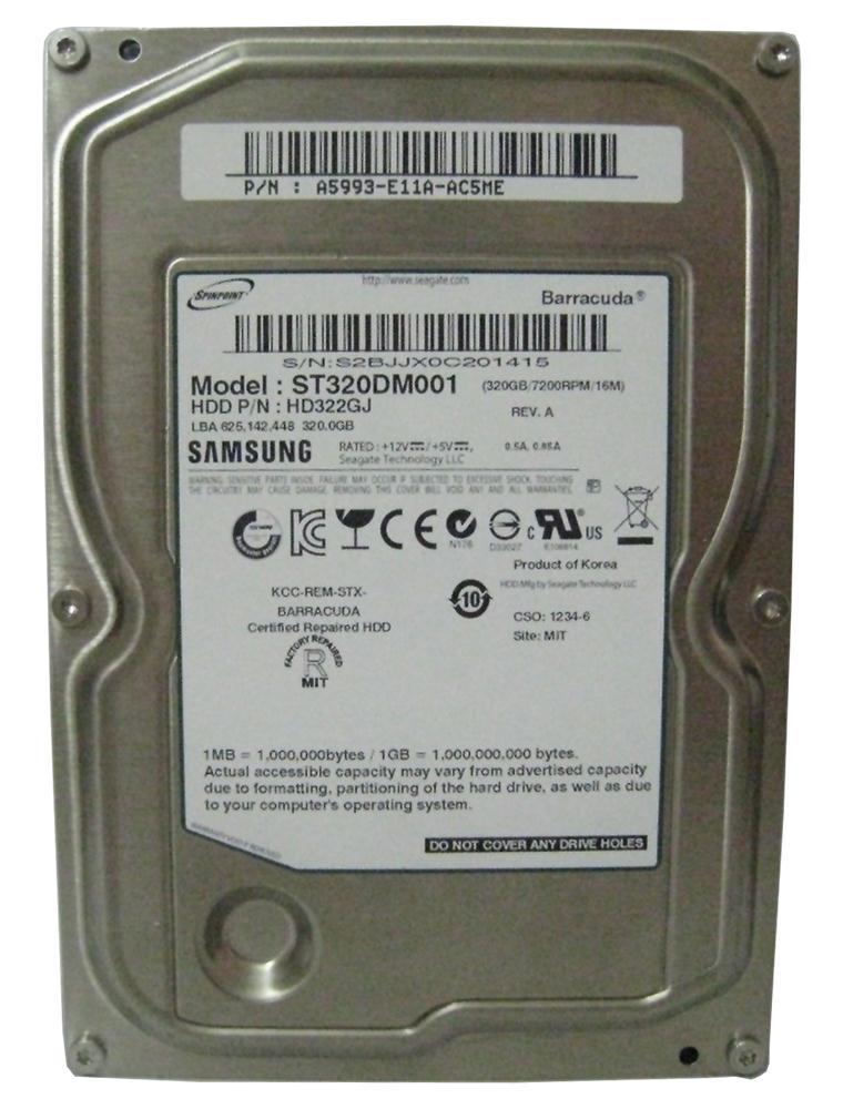 HD322GJ | Samsung 320GB 7200RPM SATA Gbps 3.5 16MB Cache SpinPoint Hard Drive