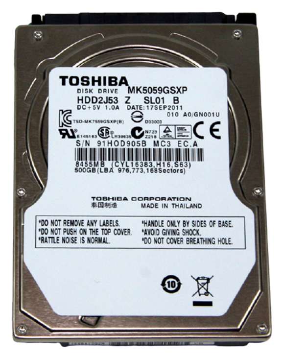 HDD2J53 | Toshiba 500GB 5400RPM 8MB Cache SATA 3Gb/s 2.5-inch Notebook Hard Drive