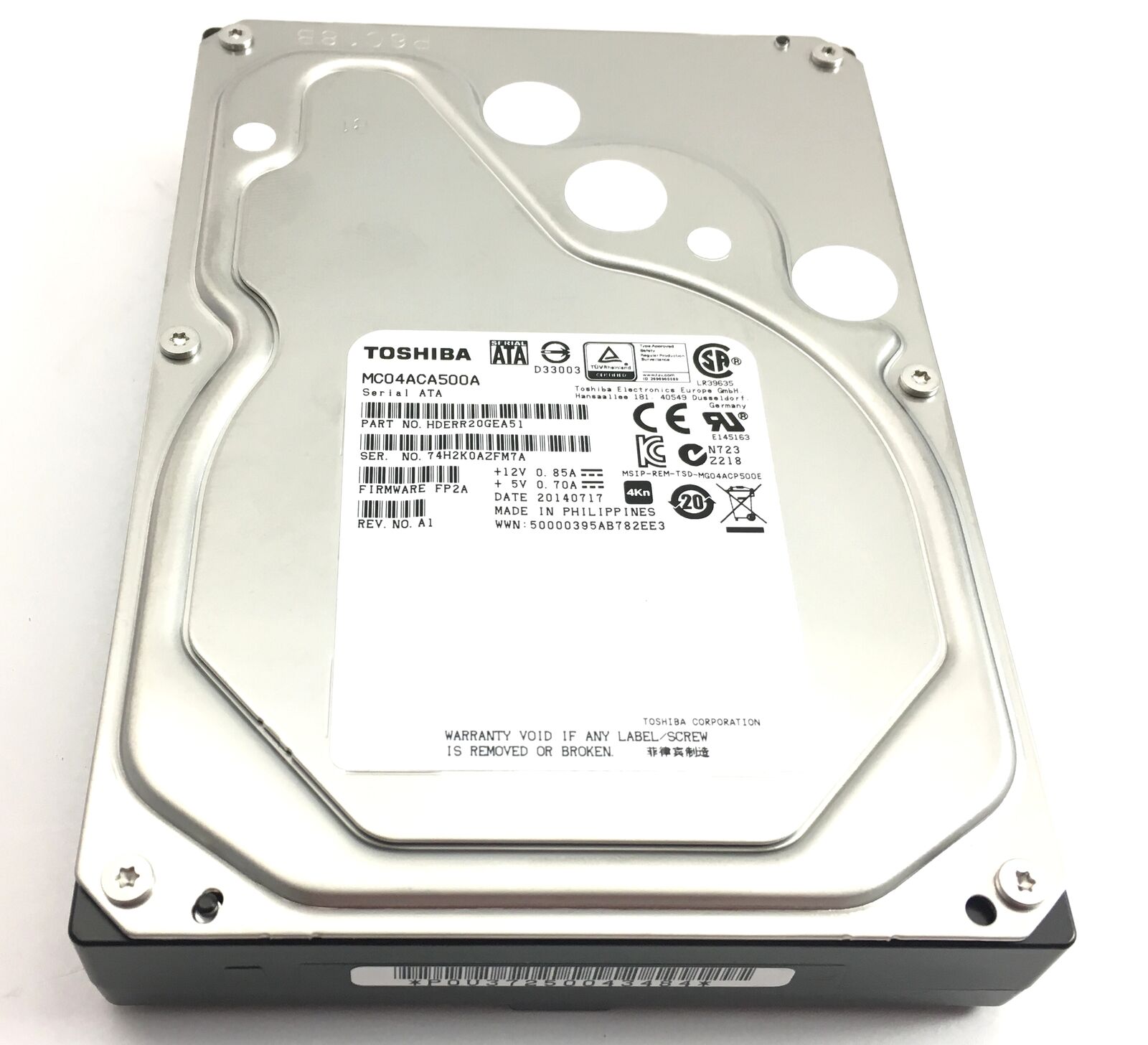 HDERR20GEA51 | Toshiba Enterprise 5TB 7200RPM SATA 6Gb/s 128MB Cache 4KN 3.5-inch Hard Drive