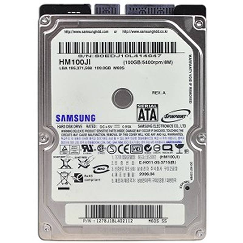 HM100JI | Samsung Spinpoint M60 100 GB 2.5 Internal Hard Drive - SATA/150 - 5400 rpm - 8 MB Buffer