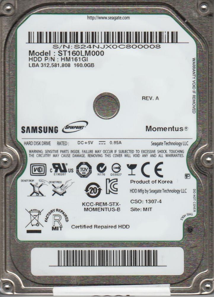 HM161GI | Samsung 160GB 5400RPM SATA Gbps 2.5 8MB Cache Hard Drive