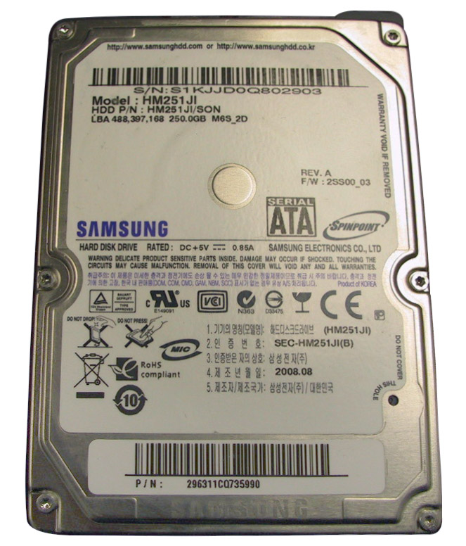 HM251JI | Samsung 250GB 5400RPM SATA 1.5 Gbps 2.5 8MB Cache SpinPoint Hard Drive
