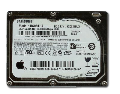 HS081HA | Samsung Spinpoint 80GB 3600RPM 2MB Cache 1.8-inch PATA/ZIF (Ultra Mobile) Hard Drive