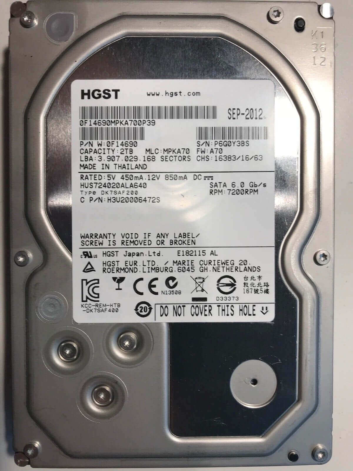 HUS722T2TALA600 | HGST UltraStar 7K2 2TB 7200RPM SATA 6Gb/s 128MB Cache 3.5-inch Enterprise Hard Drive