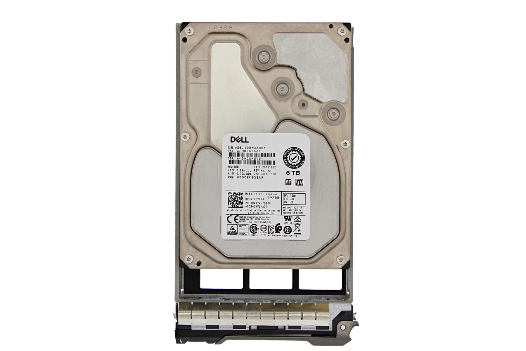 HV974 | Dell 6TB 7200RPM SATA 6Gb/s 512E 3.5-inch Hot-pluggable Hard Drive for PowerEdge Server