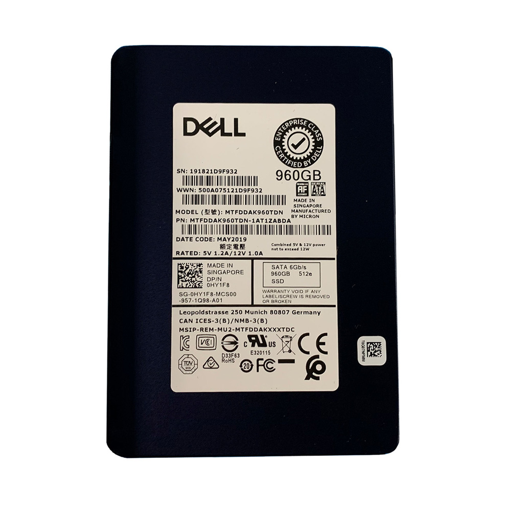 HY1F8 | Dell 960GB SATA 6Gb/s 2.5-inch 7MM Mixed-use TLC Solid State Drive