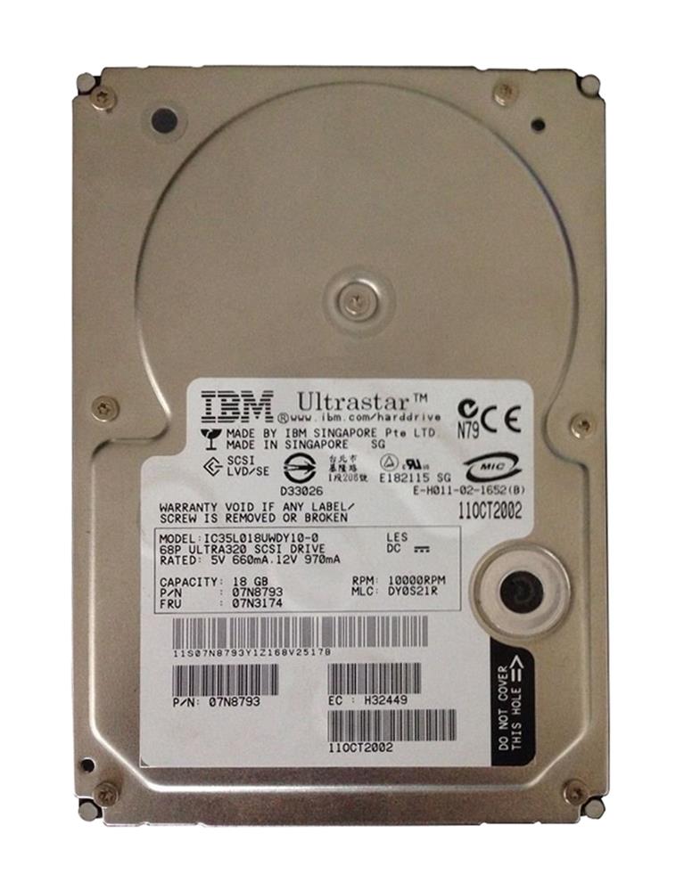 IC35L018UWDY10-0 | IBM 18GB 10000RPM Ultra 320 SCSI 3.5 8MB Cache Hard Drive