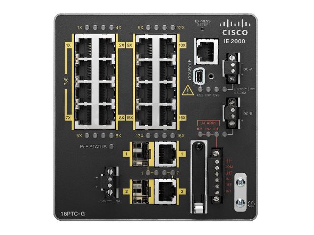 IE-2000-16TC-G-E | Cisco Industrial Ethernet 2000 Series Managed Switch - 16 Ethernet Ports, 2 Combo Gigabit SFP Ports and 2 Fast Ethernet SFP Ports