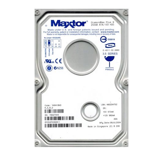 6Y250P0 | Maxtor Diamondmax Plus-9 250GB 7200RPM 8MB Cache ATA/IDE-133 3.5-inch Low Profile (1.0inch) Internal Hard Drive