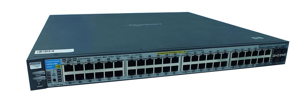 J8693A#ABA | HP E3500yl-48G-PoE 48-Ports 48 x 10/100/1000Base-T LAN 1 x Expansion Slot 4 x SFP (mini-GBIC) Layer-3 Managed Gigabit Ethernet Switch