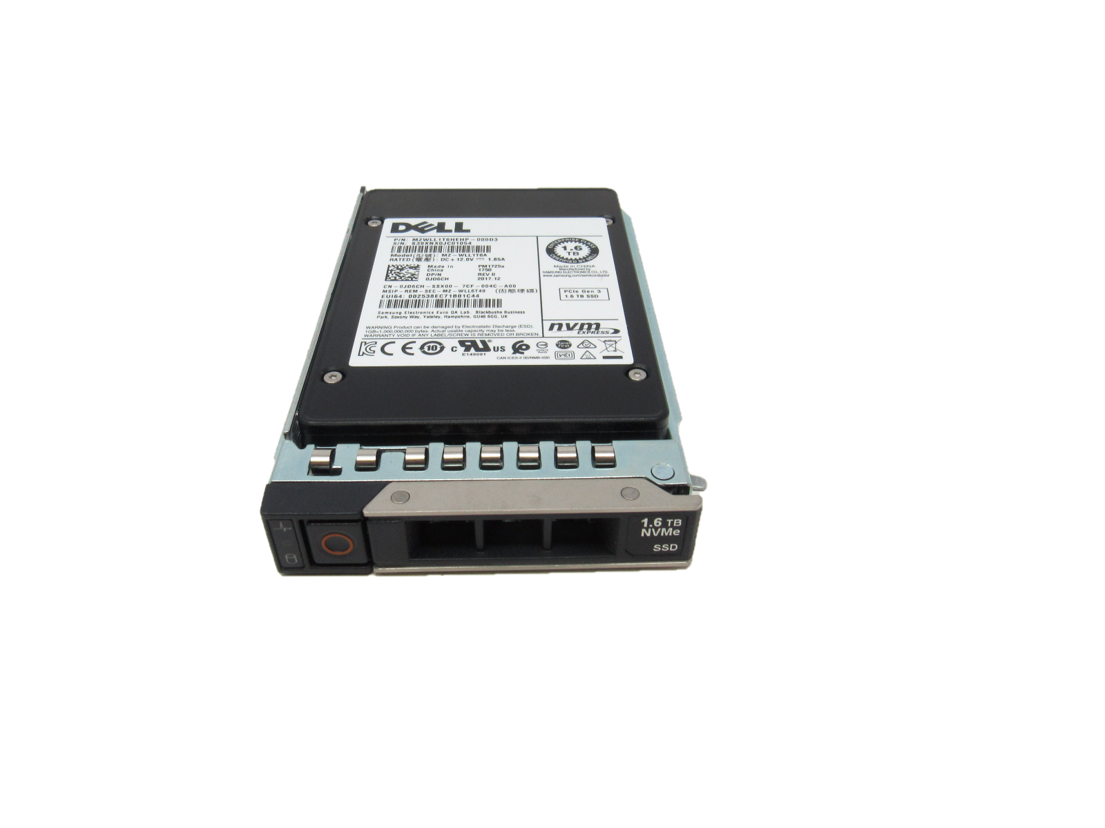 JD6CH | Dell 1.6TB Mixed-use TLC NVME PCI Express 2.5-inch Internal Solid State Drive for PowerEdge Server