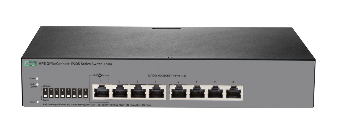 JL380-61001 | HPE OfficeConnect 1920S 8G Switch L3 Managed 8 X 10/100/1000 Desktop, Rack-mountable, Wall-Mountable