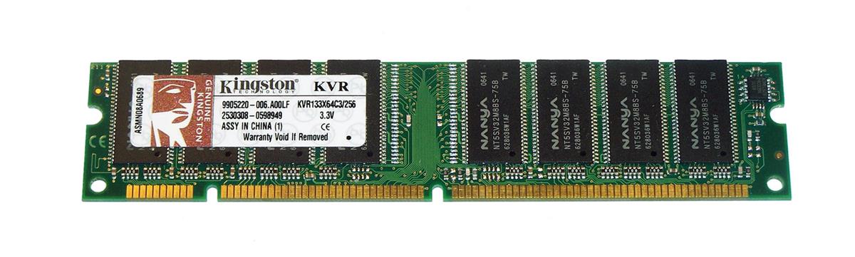 KVR133X64C3/256 | Kingston 256MB 133MHz PC133 non-ECC Unbuffered CL3 168-Pin DIMM 3.3V Memory Module