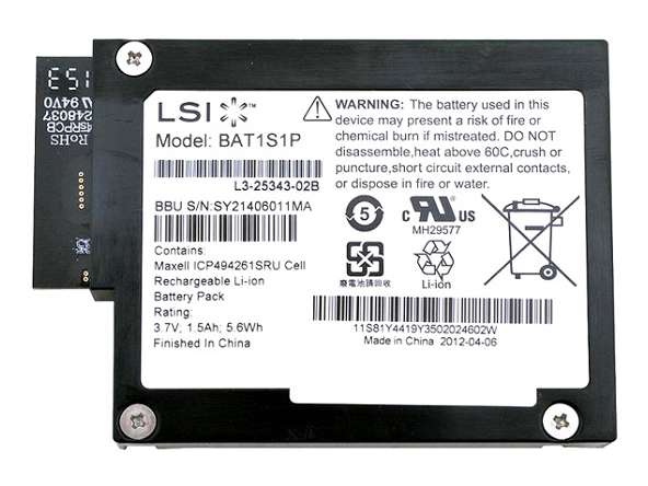 L3-25343-07B | LSI Logic MegaRaid 3.7V 1.59AH 5.6Wh Battery Backup Unit for LSI 9260 / 9261 / 9280 Series