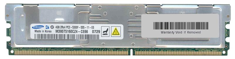 M395T5160CZ4-CE66 | Samsung 4GB 667MHz PC2-5300F ECC Fully Buffered Dual Rank X4 DDR2 SDRAM 240-Pin RDIMM Memory Module