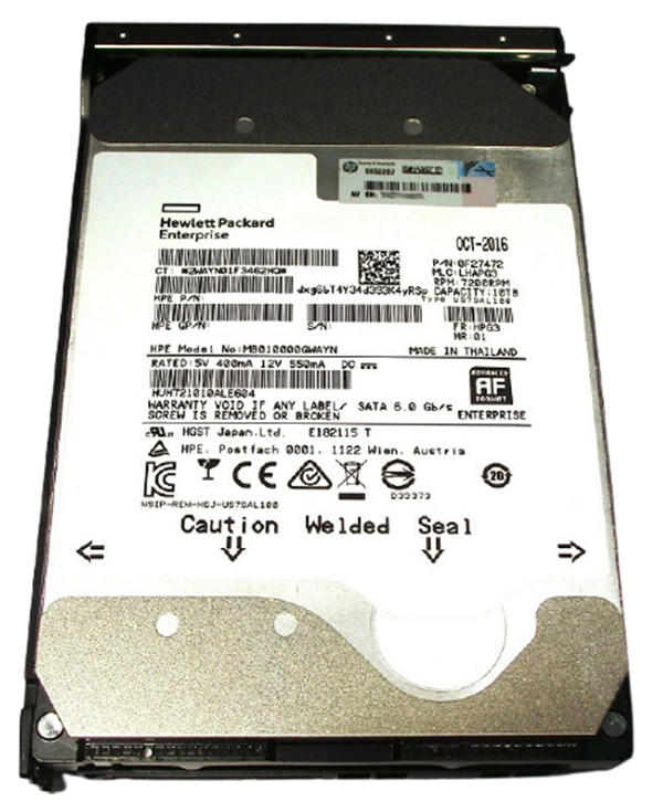 MB010000GWAYN | HPE 10TB 7200RPM SATA 6Gb/s 3.5-inch LFF Midline Helium 512E Low-profile Hot-pluggable Hard Drive with Tray