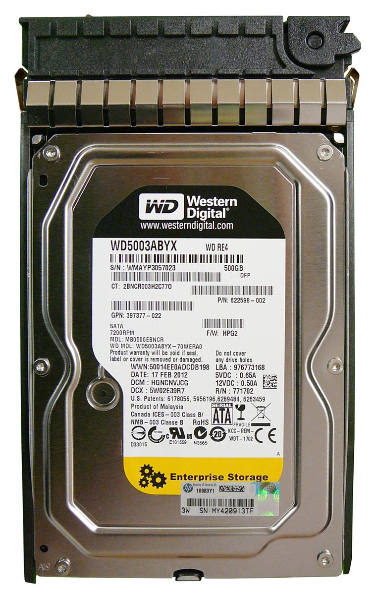 MB0500EBNCR | HP 500GB 7200RPM SATA Gbps 3.5 16MB Cache Hot Swap Hard Drive