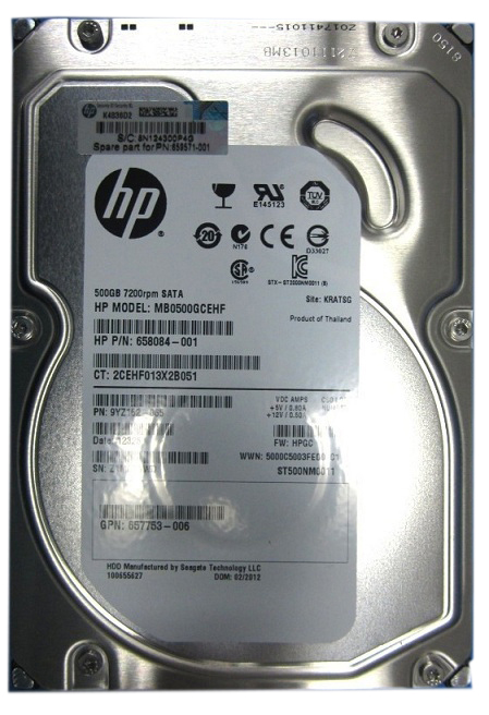 MB0500GCEHF | HPE 500GB 7200RPM SATA 6Gb/s 3.5-inch LFF Hot-pluggable SC Midline Hard Drive with Tray for Proliant Gen. 8 and 9 Servers