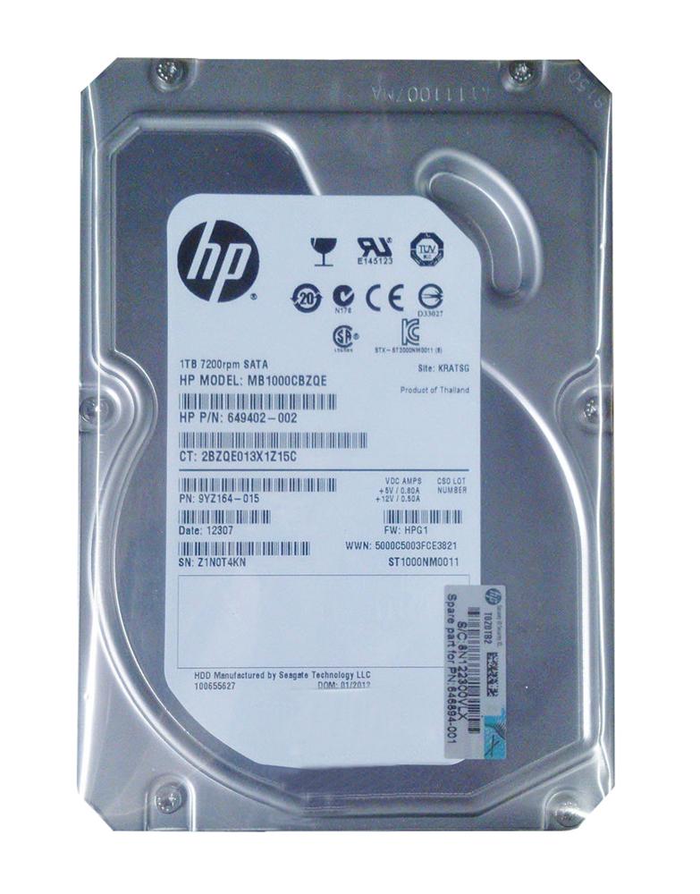 MB1000CBZQE | HP 1TB 7200RPM SATA Gbps 3.5 16MB Cache Hot Swap Hard Drive