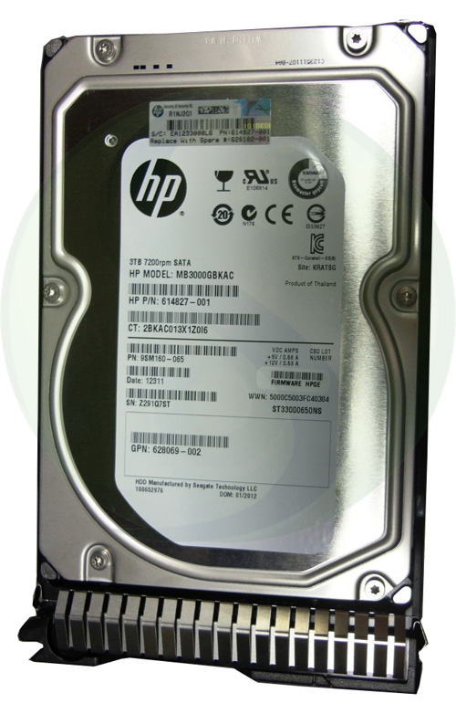 MB3000GBKAC | HPE 3TB 7200RPM SATA 6Gb/s 3.5-inch LFF SC Midline Hot-pluggable Hard Drive for Proliant Gen. 8 and 9 Servers