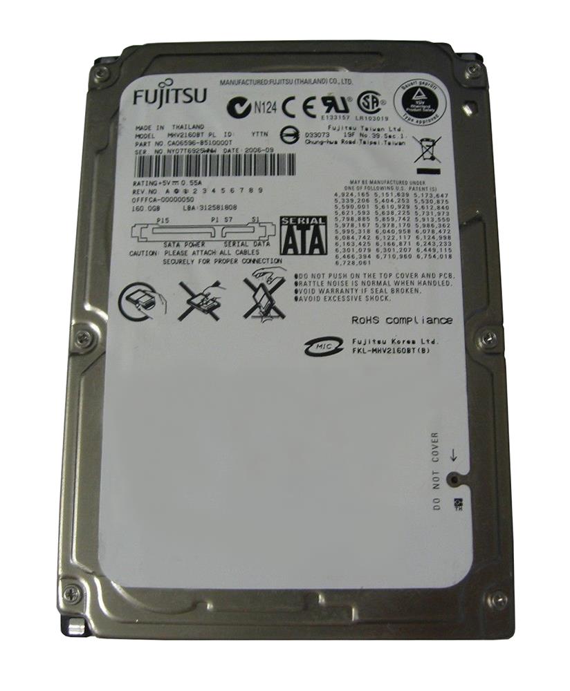 MHV2160BT | Fujitsu 160GB 4200RPM SATA 7-Pin 8MB Cache 2.5-inch Hard Drive