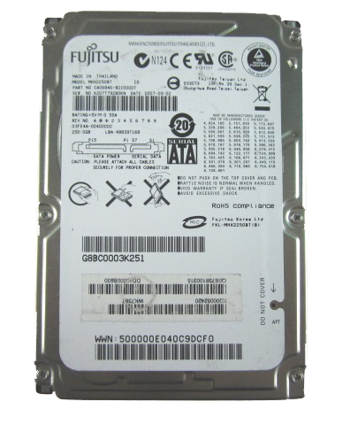 MHX2250BT | Fujitsu 250GB 4200RPM 8MB Cache SATA 2.5-inch Notebook Hard Drive