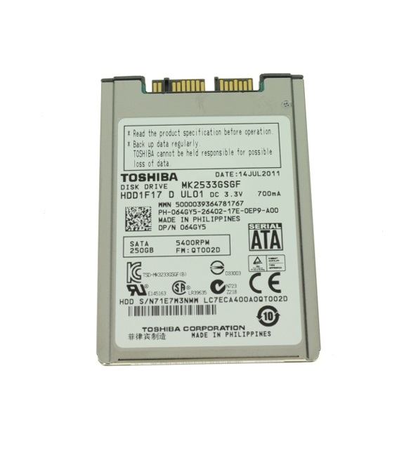 MK2533GSGF | Dell Toshiba 250GB 5400RPM SATA 3Gb/s 1.8-inch Laptop Hard Drive