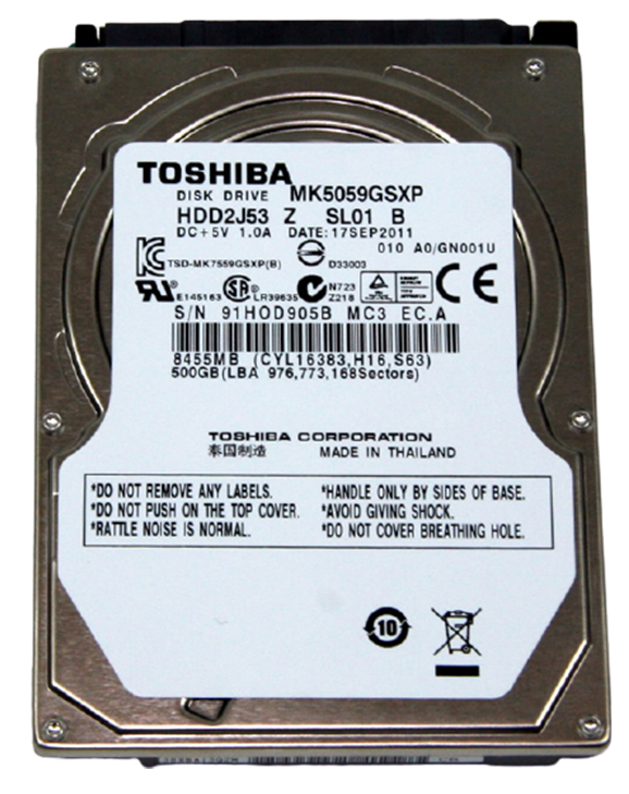 MK5059GSXP | Toshiba 500GB 5400RPM 8MB Cache SATA 3Gb/s 2.5-inch Notebook Hard Drive