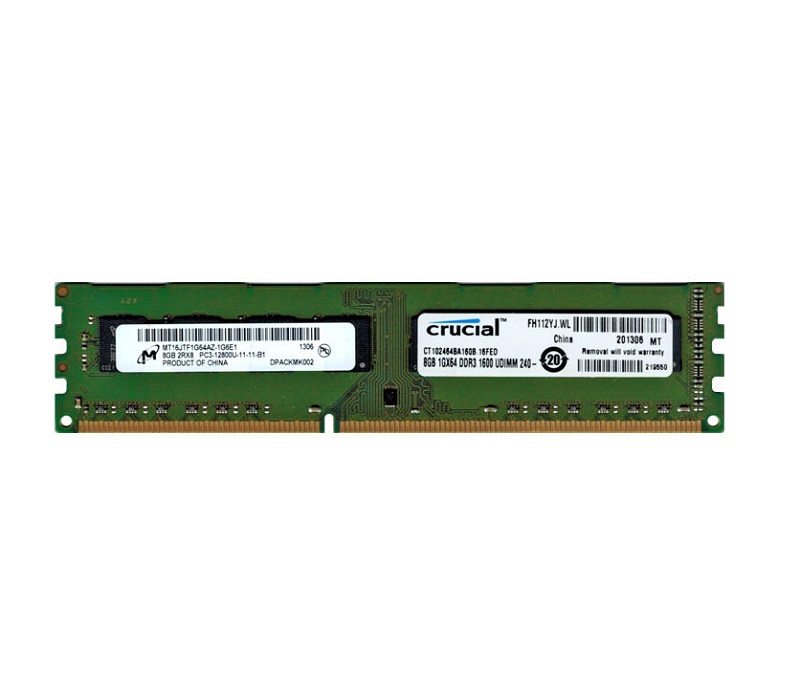 MT16JTF1G64AZ-1G6D1 | Micron 8GB DDR3-1600MHz PC3-12800 non-ECC Unbuffered CL11 240-Pin DIMM 1.35V Low Voltage Dual Rank Memory Module