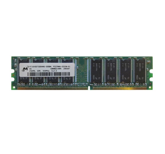 MT16VDDT3264AG-335 | Micron 256MB DDR-333MHz PC2700 non-ECC Unbuffered CL-2.5 184-Pin DIMM Memory Module