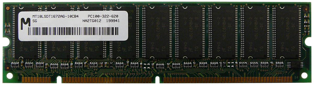 MT18LSDT1672AG-10CB4 | Micron 128MB 100MHz PC100 ECC Unbuffered CL2 168-Pin DIMM 3.3V Memory Module