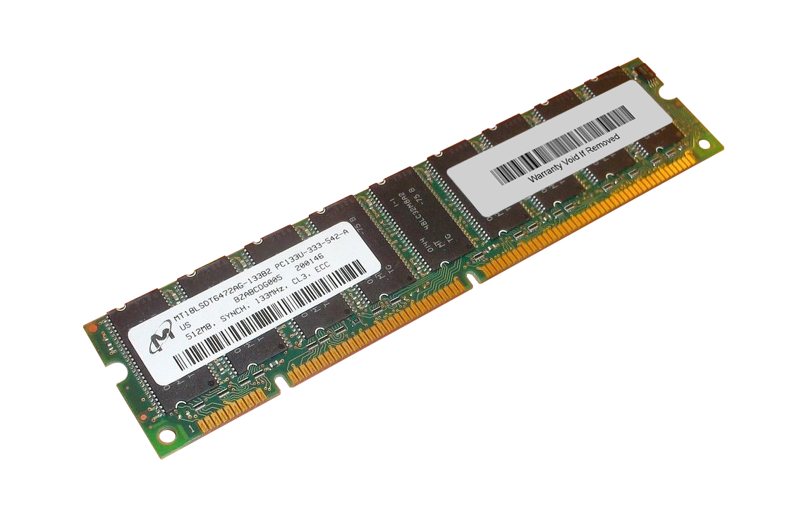 MT18LSDT6472AG-133B2 | Micron 512MB 133MHz PC133 ECC Unbuffered CL3 168-Pin DIMM 3.3V Memory Module