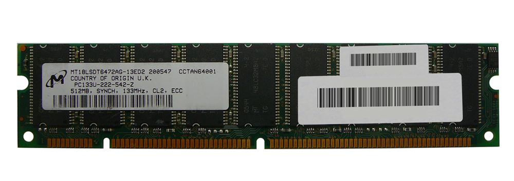 MT18LSDT6472AG-13ED2 | Micron 512MB 133MHz PC133 ECC Unbuffered CL3 168-Pin DIMM 3.3V Memory Module