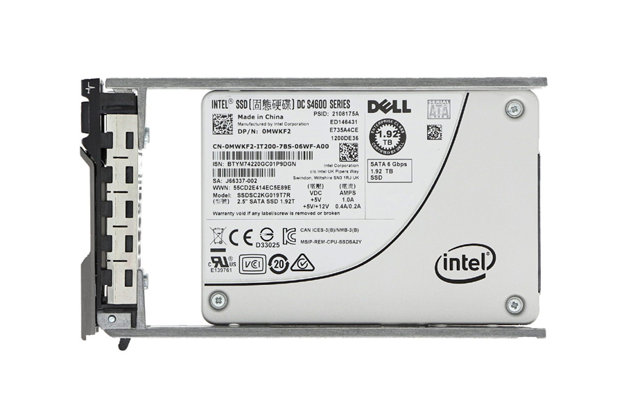 MWKF2 | Dell 1.92TB Mixed-use TLC SATA 6Gb/s 2.5-inch Hot-pluggable Intel DC S4600 Series Solid State Drive for 14G PowerEdge Server