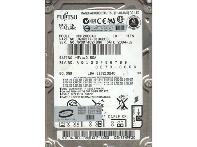 MWW2060BH | Fujitsu 60GB 5400RPM SATA 1.5 Gbps 2.5 8MB Cache Mobile Hard Drive