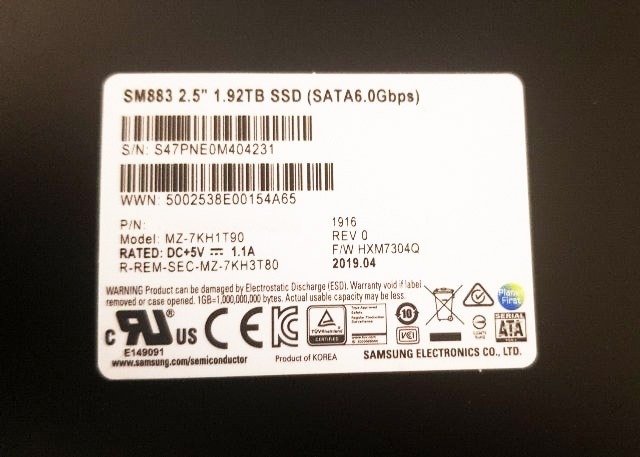 MZ-7KH1T90 | Samsung SM883 Series 1.92TB SATA 6Gb/s 2.5-inch Enterprise Internal Solid State Drive