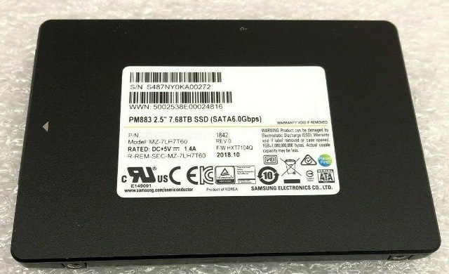 MZ-7LH7T60 | Samsung PM883 Series 7.68TB SATA 6Gb/s 2.5-inch Internal Enterprise Solid State Drive
