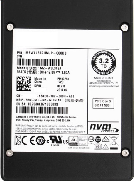 MZ-WLL3T2A | Samsung 3.2TB PM1725A 2.5-inch PCI-Express 3.0 X4 (NVME) Internal Enterprise Solid State Drive