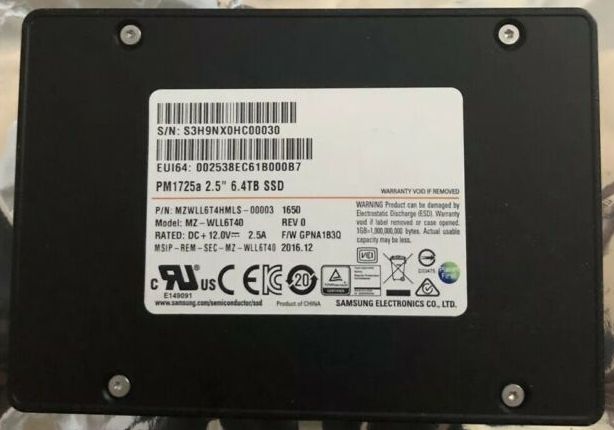 MZ-WLL6T40 | Samsung 6.4TB PM1725A PCI Express 3.0 X4/8 NVME 2.5-inch Mixed-use TLC Enterprise Solid State Drive