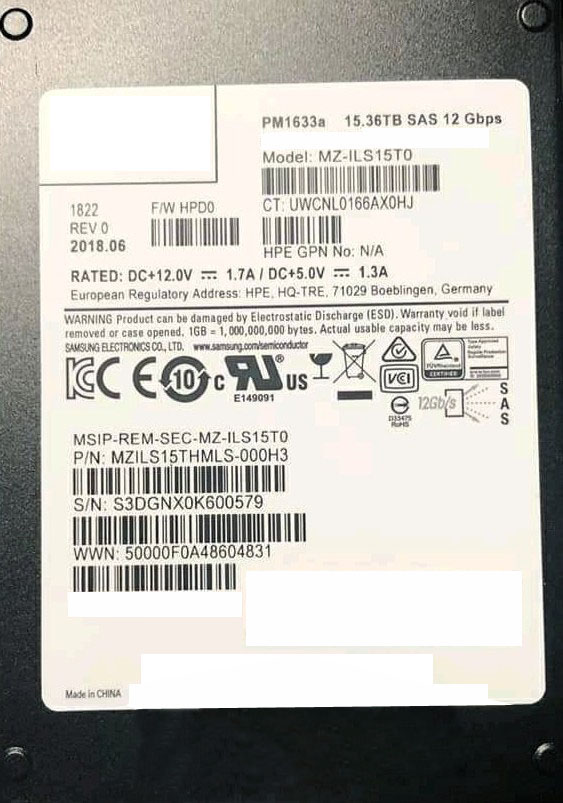MZILS15THMLS-000H3 | Samsung PM1633A 15.36TB SAS 12Gb/s 2.5-inch Enterprise Solid State Drive