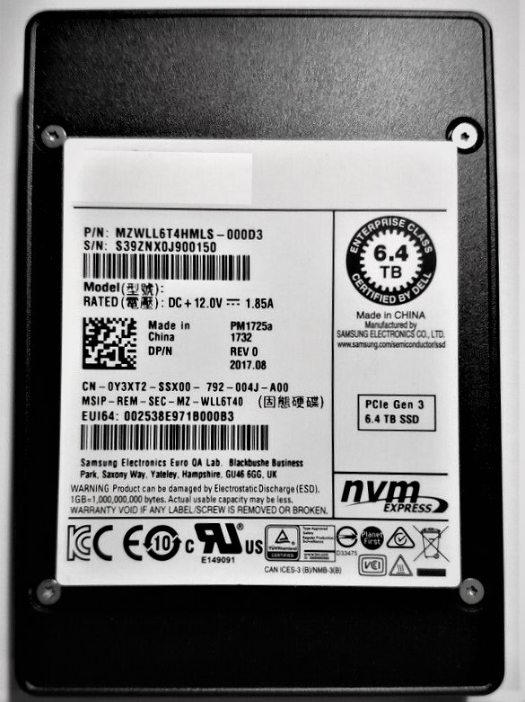 MZWLL6T4HMLS-000D3 | Samsung 6.4TB PM1725A 2.5-inch PCI-Express 3.0 X4 NVME TCL Internal Solid State Drive