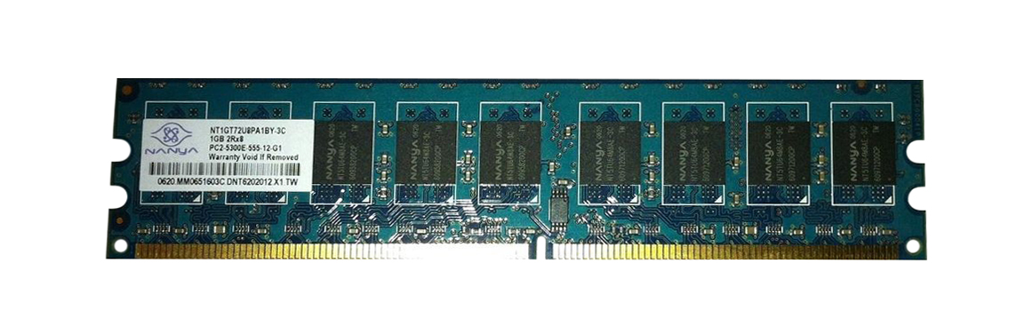 NT1GT72U8PA1BY-3C | Nanya 1GB DDR2-667MHz PC2-5300 ECC Registered CL5 240-Pin DIMM 1.8V Memory Module