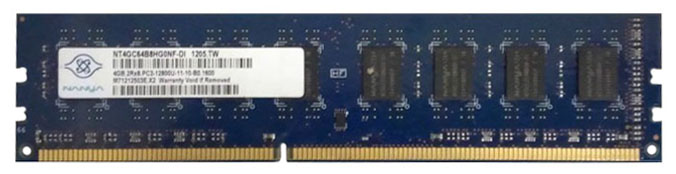 NT4GC64B8HG0NF-DI | Nanya 4GB DDR3-1600MHz PC3-12800 non-ECC Unbuffered CL11 240-Pin DIMM 1.35V Low Voltage Dual Rank Memory Module