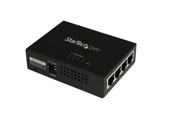 POEINJ4G | StarTech 120V 4-Port Gigabit Ethernet POE+ Injector